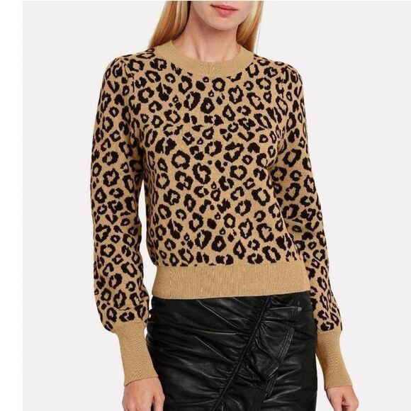 New Veronica Beard Penny Pullover Sweater Leopard Print Puff Sleeve Sweater XS - Picture 1 of 14